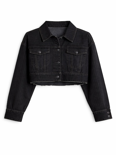 IT'S BASIC Tussenjas 'Striped Denim Jacket' in de kleur Black denim, Productweergave