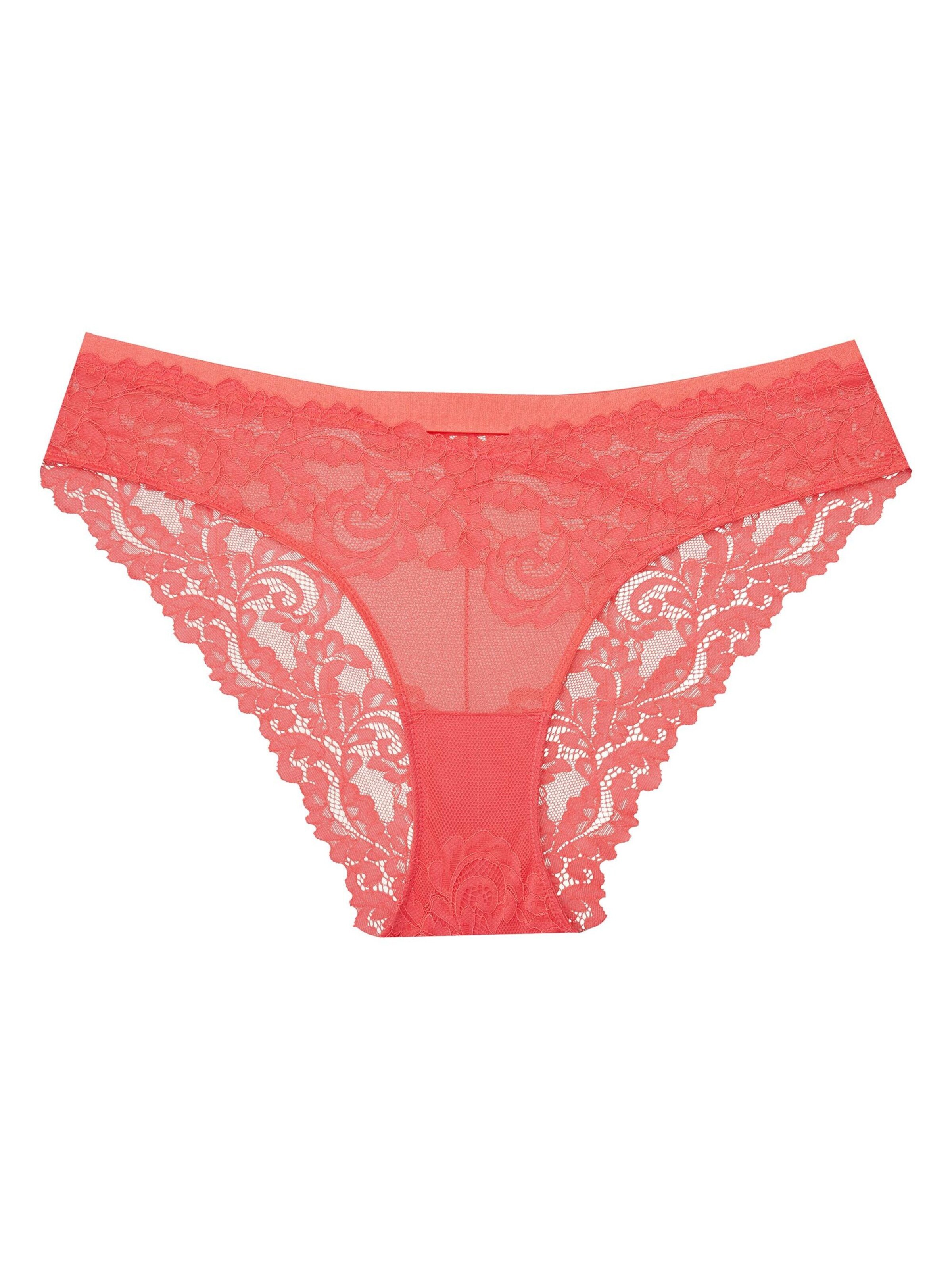 ESOTIQ - Panti 'Slip Lynn, feine Spitze, ornamentales Muster, transparent' en naranja