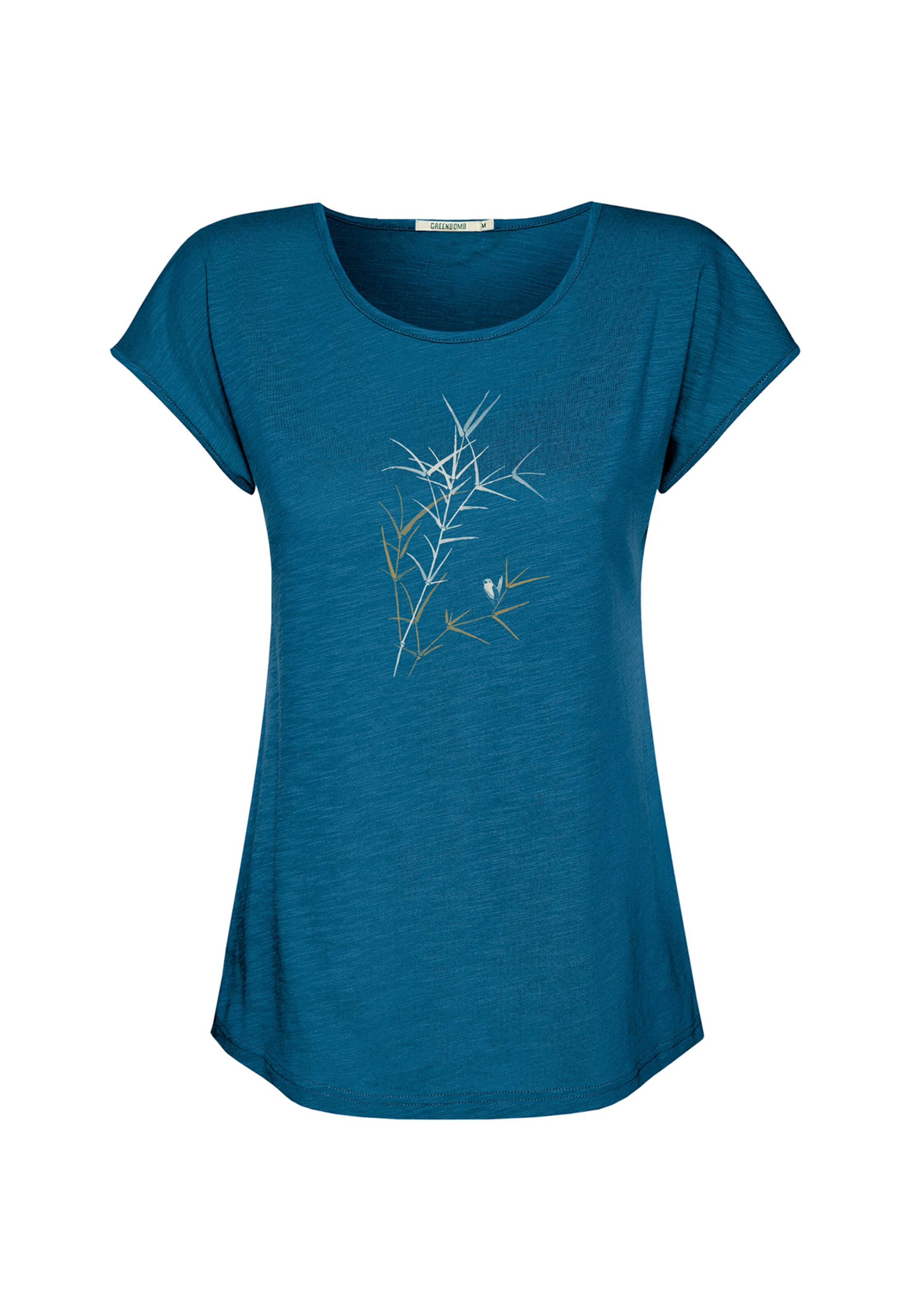 Maglietta 'Nature Bird Reed ' di GREENBOMB in blu: frontale