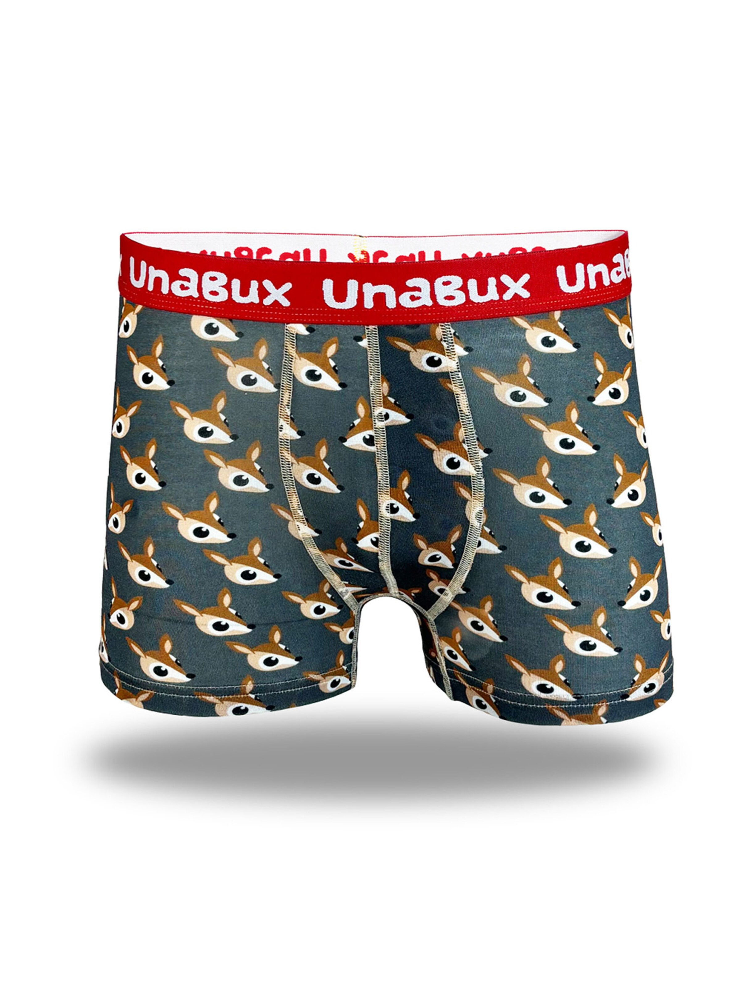 UNABUX Boxer ' BLACK WHITE RABBIT ' in Grau: Vorderseite