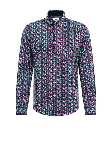 WE Fashion Regular fit Button Up Shirt in Blue: front