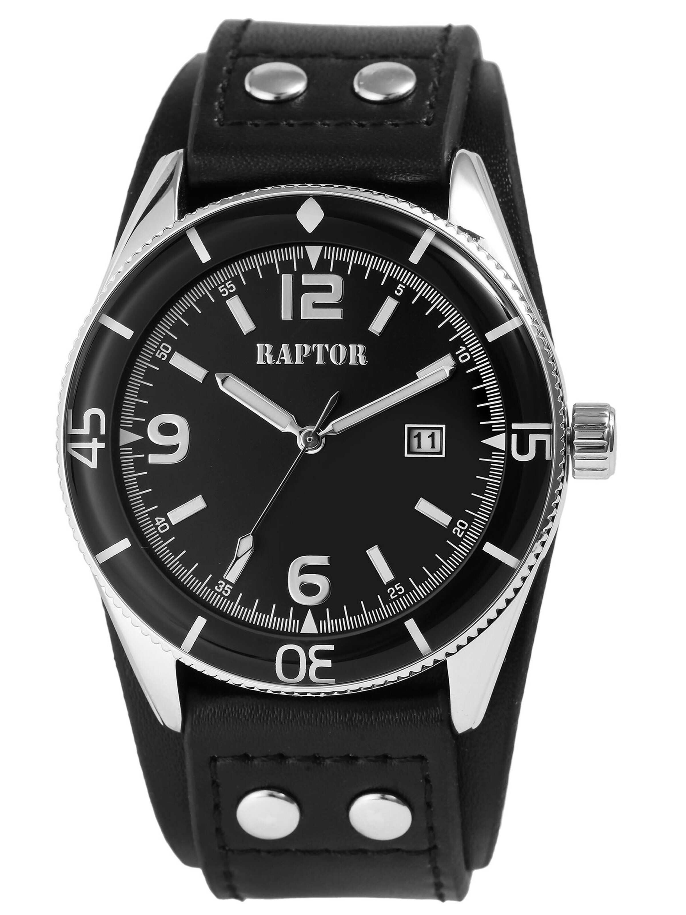 Raptor Analoguhr 'Gabin, Datumsanzeige'‌‌‌ in Schwarz
