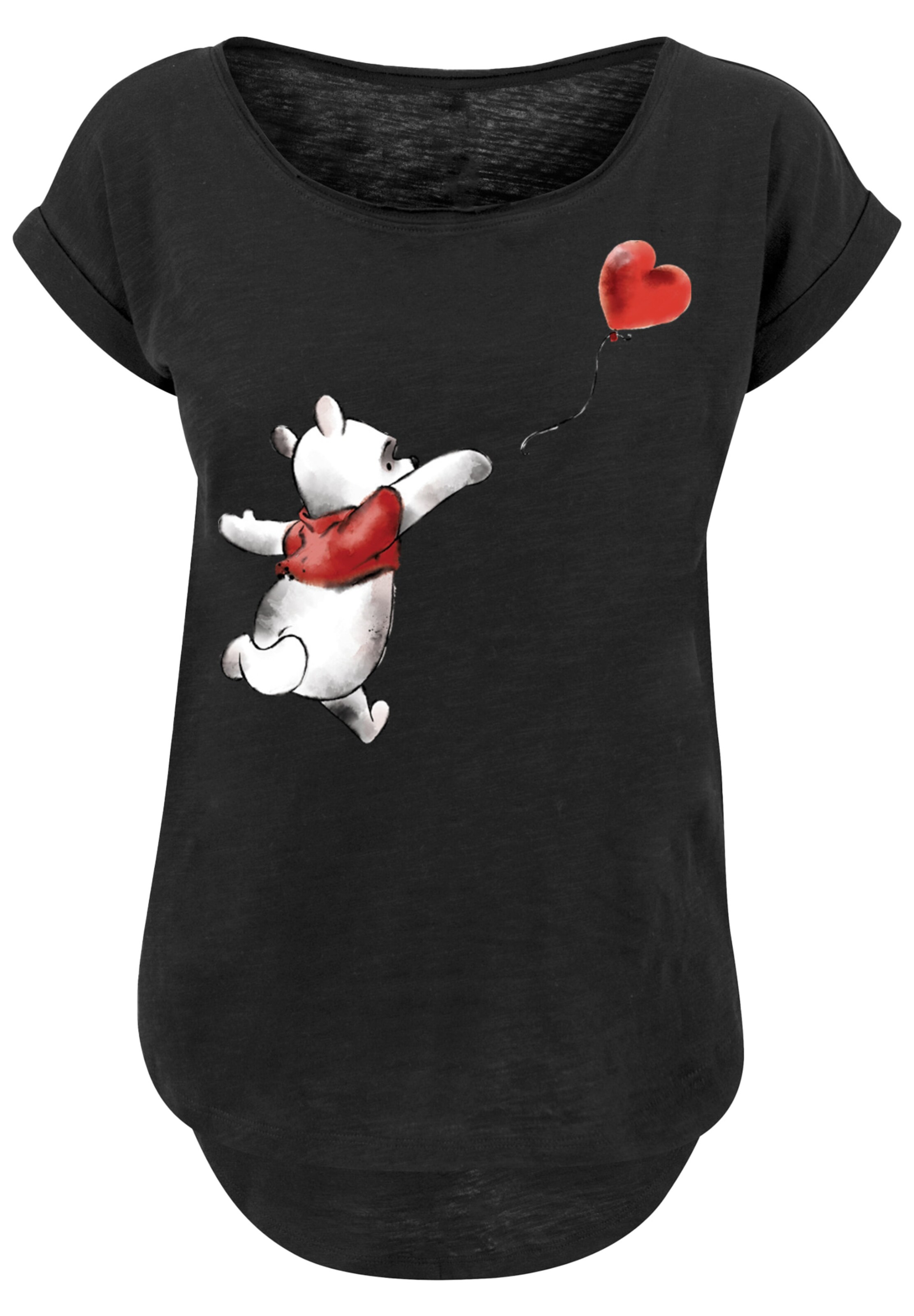 T-shirt 'Winnie The Pooh Winnie & Balloon' F4NT4STIC en noir : devant