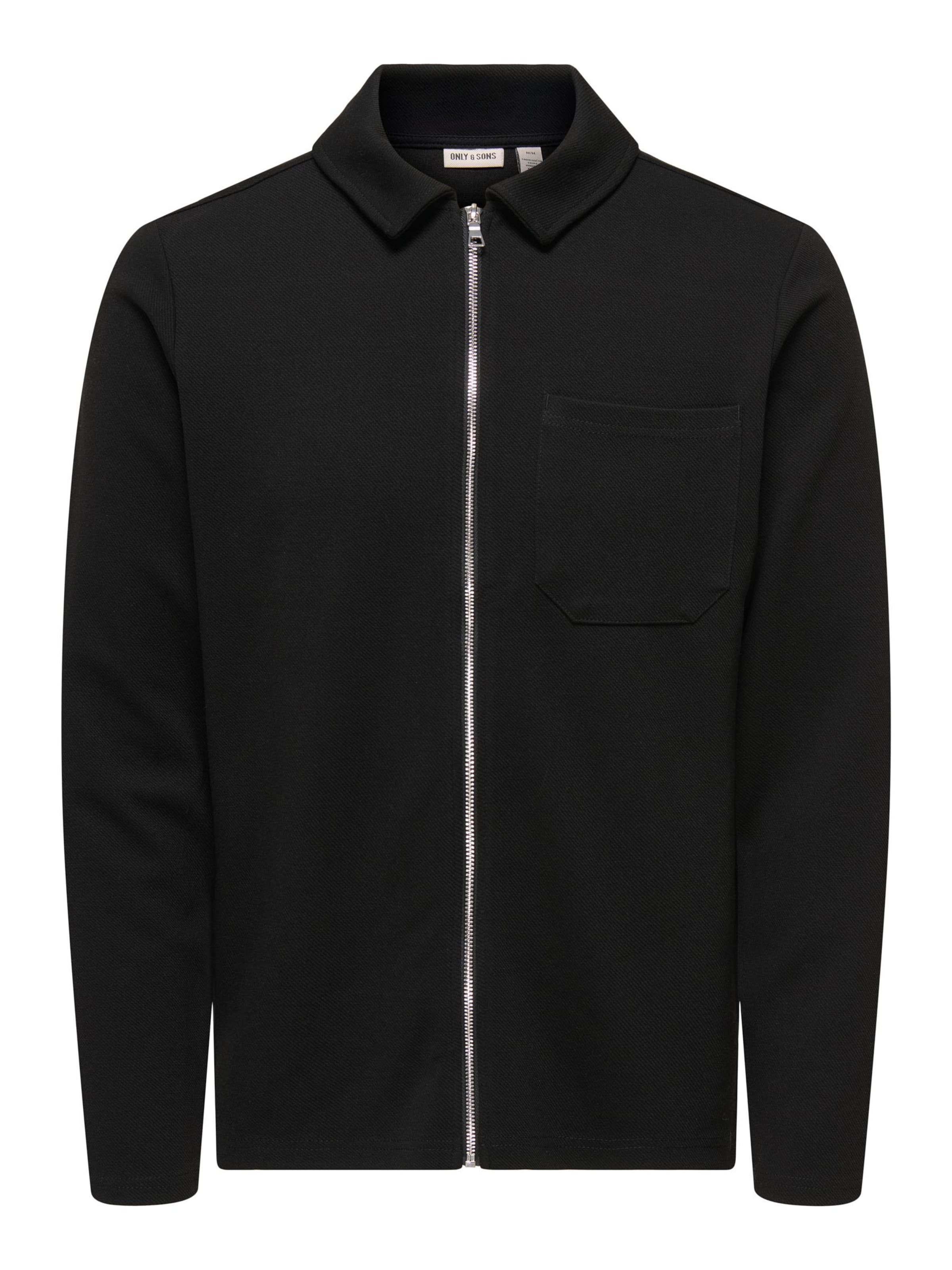 Only & Sons Кофта на молнии 'ONSNEWKODYL' в Черный: спереди