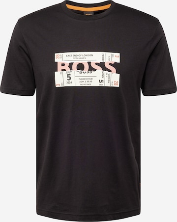 BOSS Orange Тениска 'Bossticket' в черно: отпред