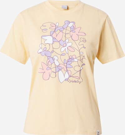 Marškinėliai 'Line Blossom' iš Iriedaily, spalva – šviesiai geltona / alyvinė spalva / rožių spalva / balta, Prekių apžvalga