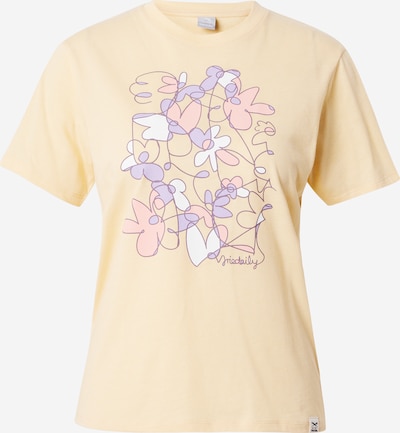 Iriedaily T-Shirt 'Line Blossom' in hellgelb / flieder / rosa / weiß, Produktansicht