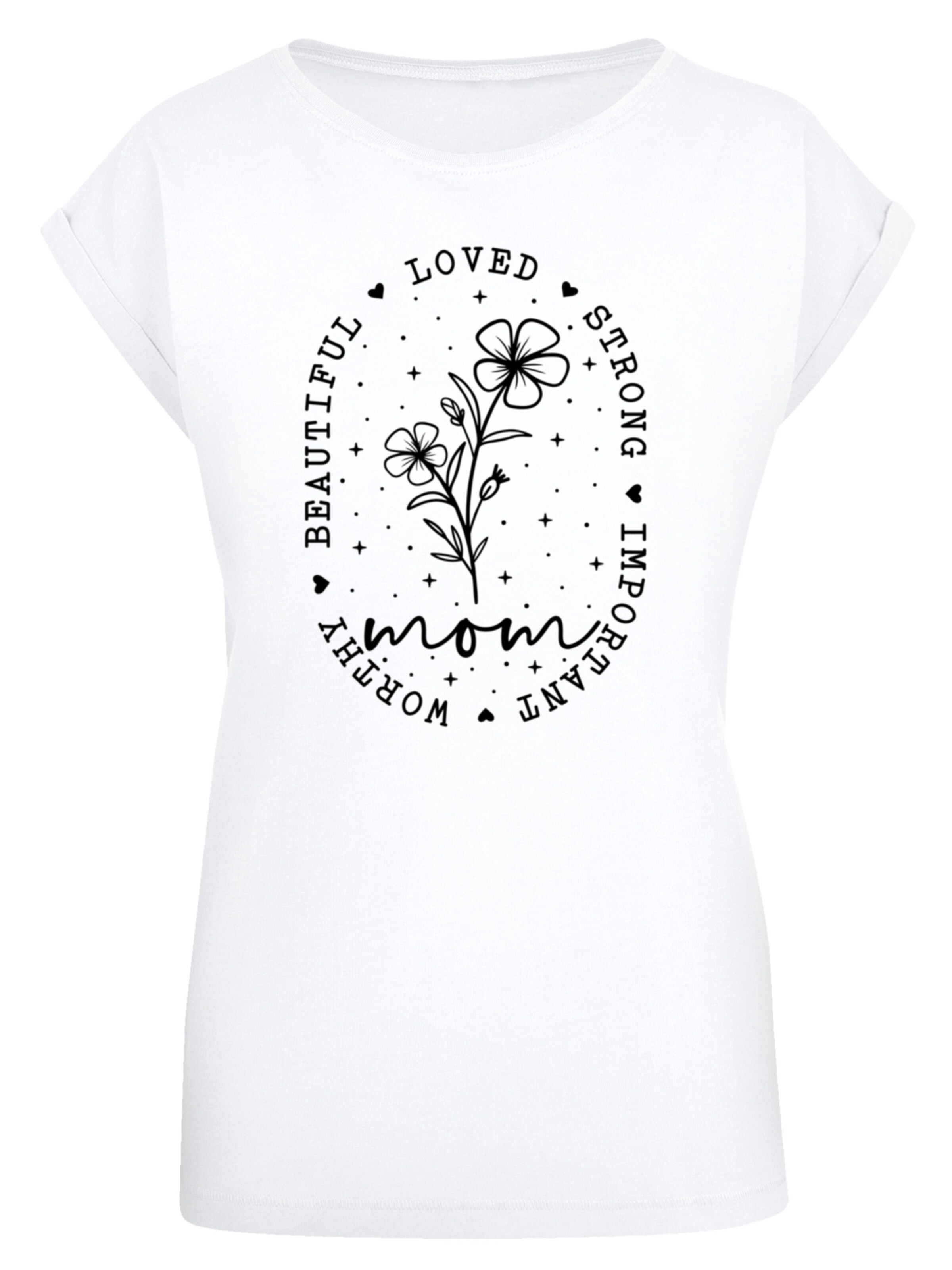 F4NT4STIC T-Shirt 'Mothers Day Black Art Print for Mom Best Mom Ever' in Weiß: Vorderseite