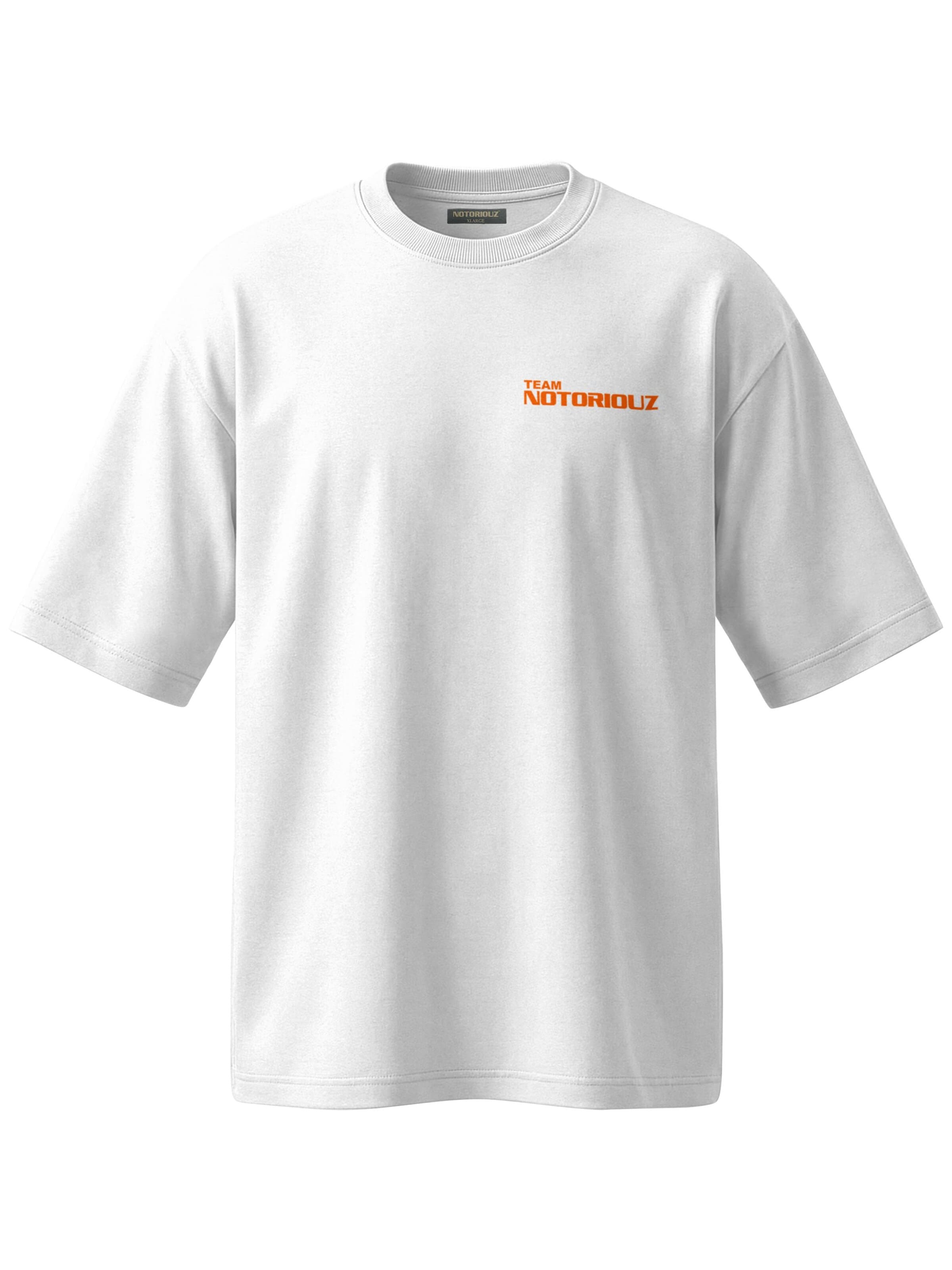 Notoriouz Shirt 'LOGO OVERSIZED TEE WHITE ORANGE' in White: front