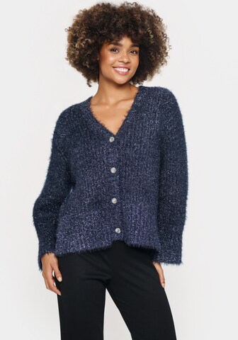 SAINT TROPEZ Knit Cardigan in Blue: front