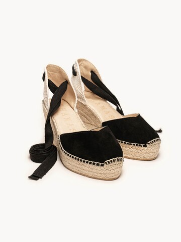 Sandales 'Alpargata Cuña 8 cm' Alhamas en noir