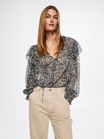 MANGO Blouse in Grijs: voorkant