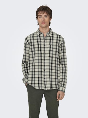 Only & Sons Regular fit Button Up Shirt 'LESTER' in Grey: front