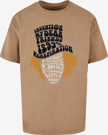 ABSOLUTE CULT Shirt 'Willy Wonka  - Typed Head' in Beige: front