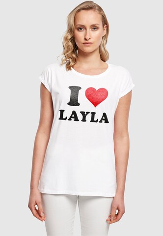 Merchcode T-Shirt 'I Love Layla' in Weiß: Vorderseite