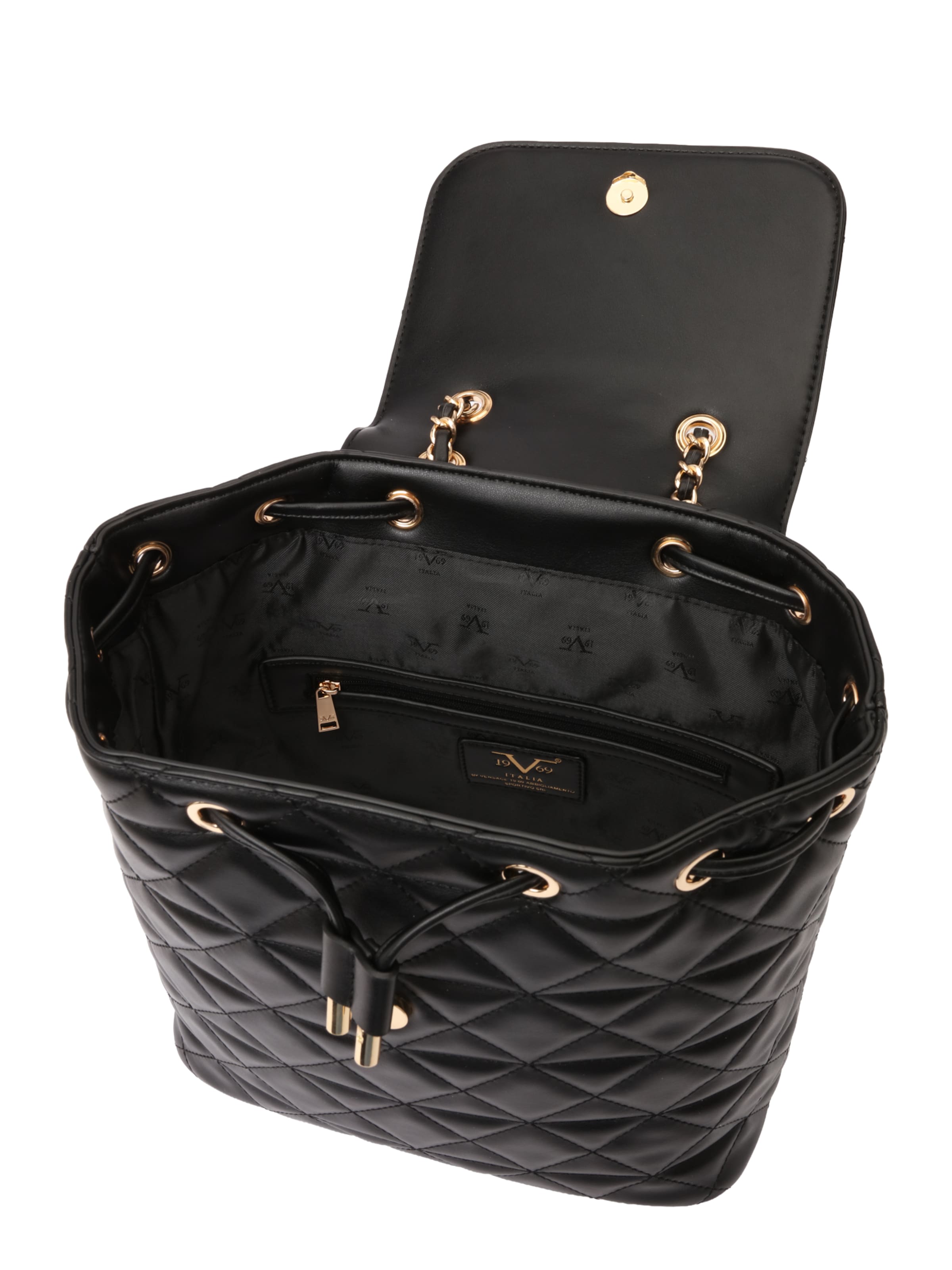 19V69 ITALIA - Mochila 'Elenora Gold' en negro: arriba