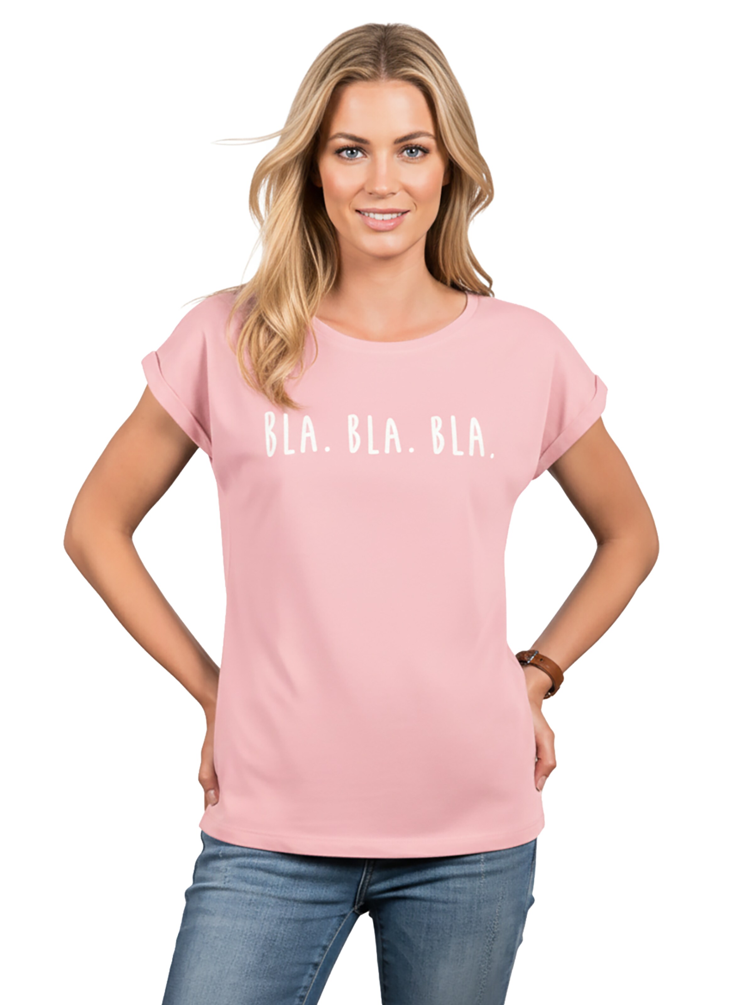 MAKAYA Shirt 'Bla Bla Bla' in Pink: front