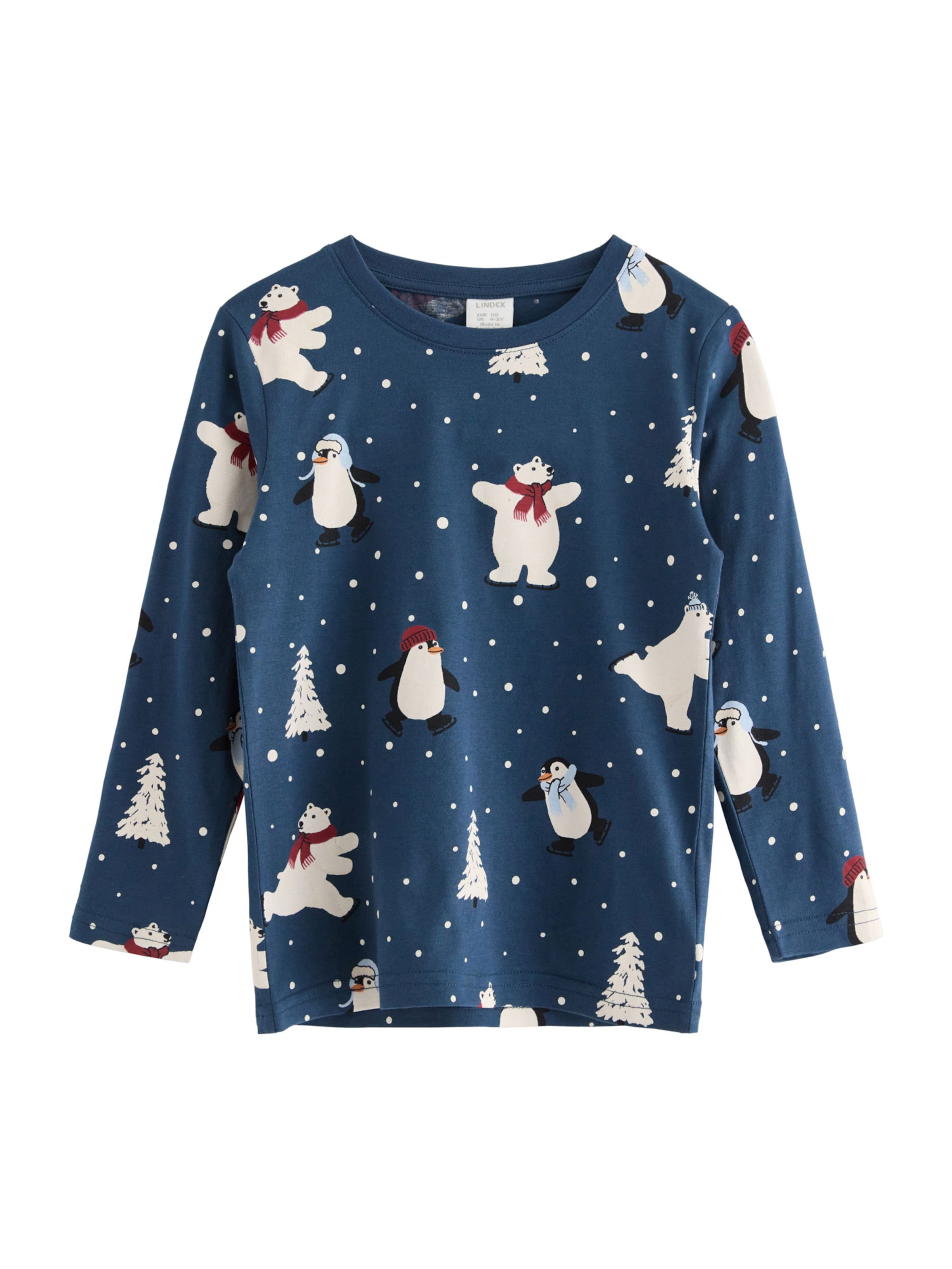 Lindex T-shirt 'Winter Fun' i blå: framsida