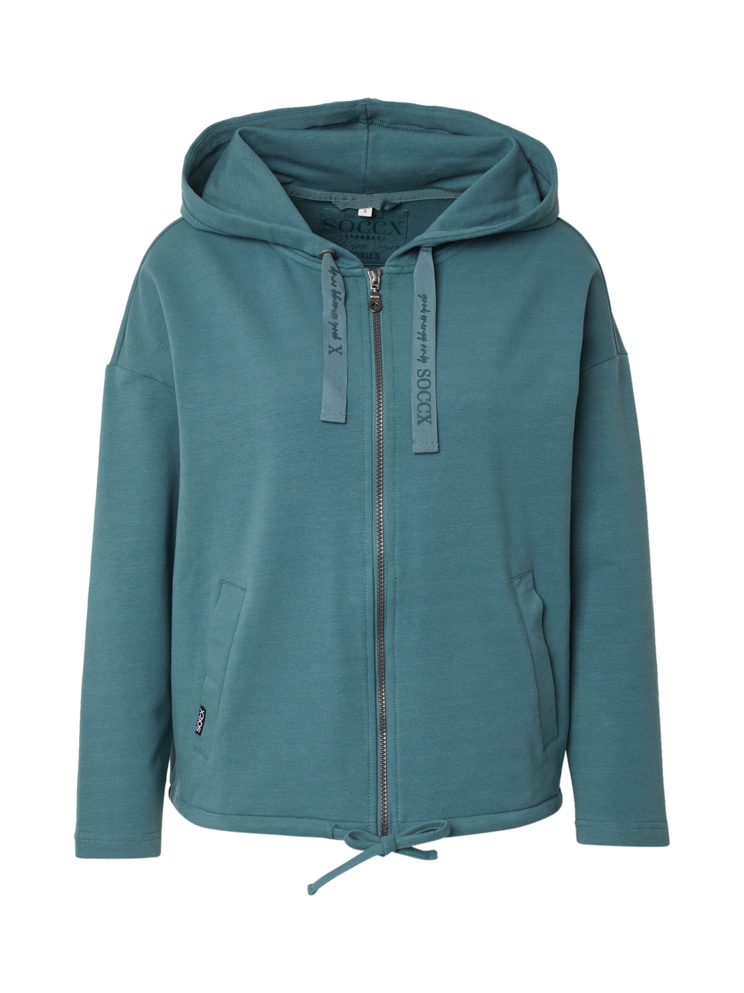Soccx - Sudadera con cremallera en verde: frente