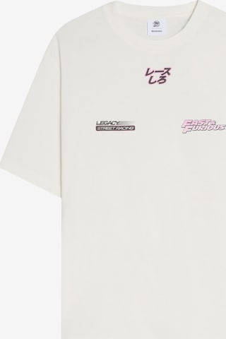 Bershka Tričko 'FAST&FURIOUS' - Biela: predná strana