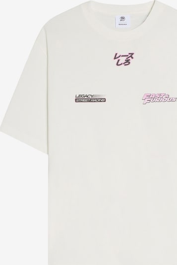 Bershka Paita 'FAST&FURIOUS' värissä vihreä / roosa / musta / offwhite, Tuotenäkymä