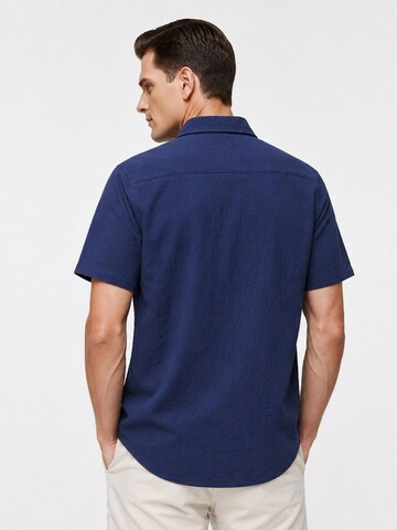 ALLTHEMEN Comfort fit Button Up Shirt 'Flut' in Blue