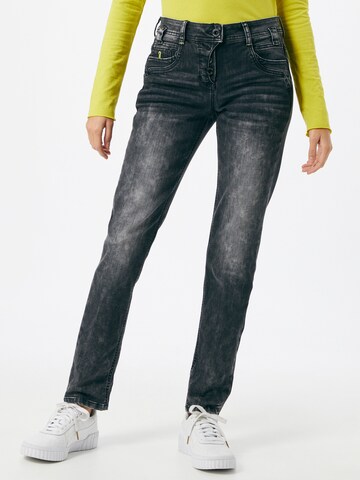 CECIL Slimfit Jeans in Zwart: voorkant