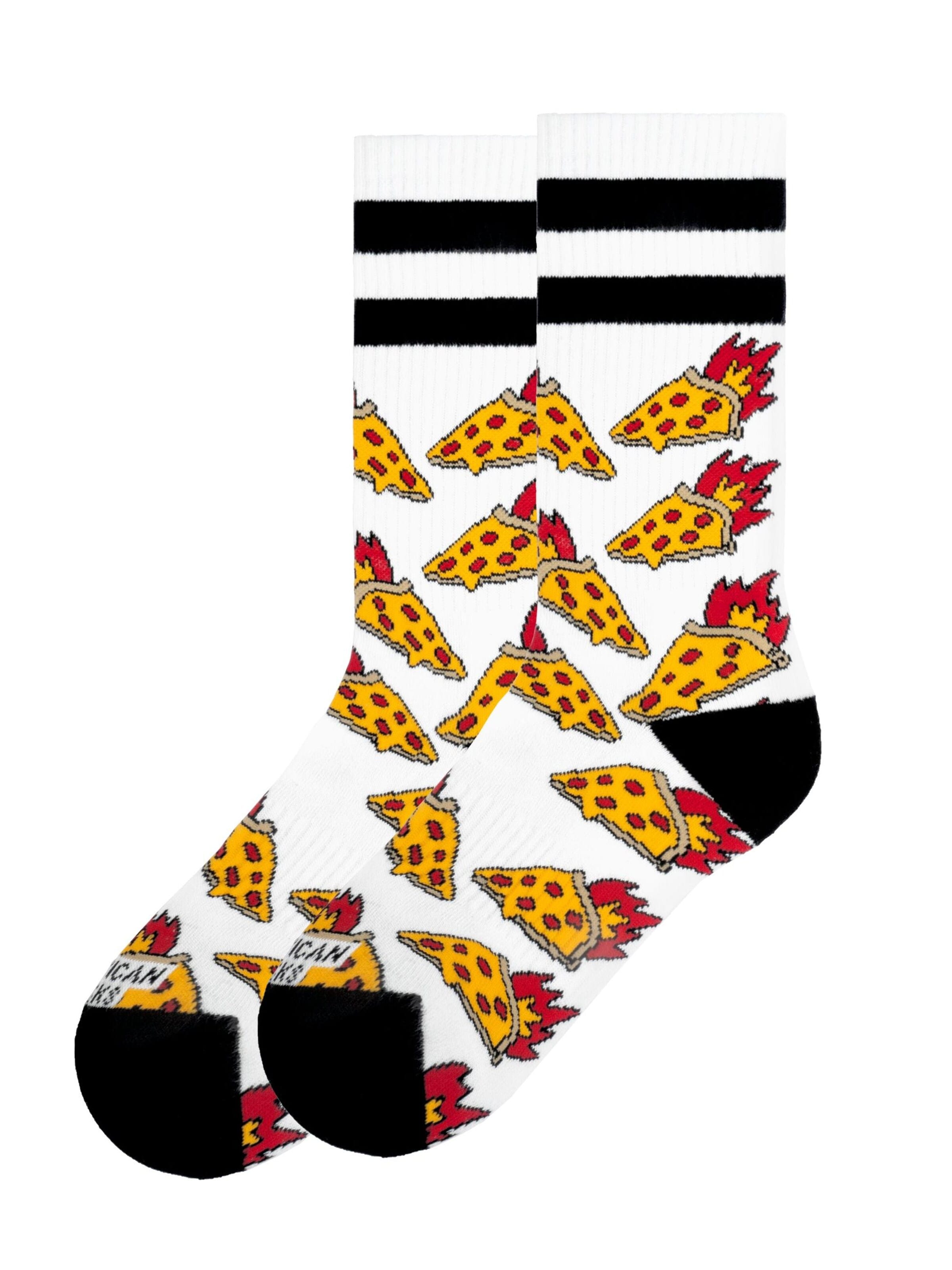 American Socks Socks 'Pizza Inferno' in White: front