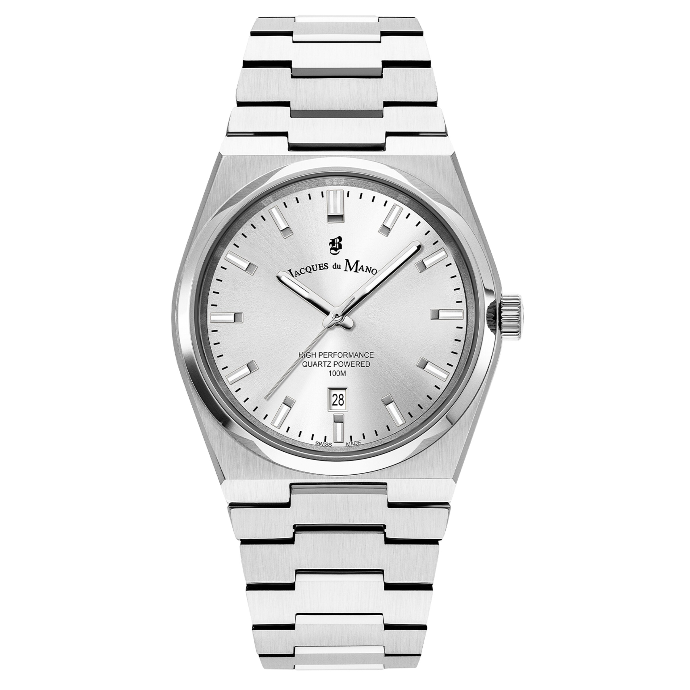 Montre à affichage analogique Jacques du Manoir en argent : devant