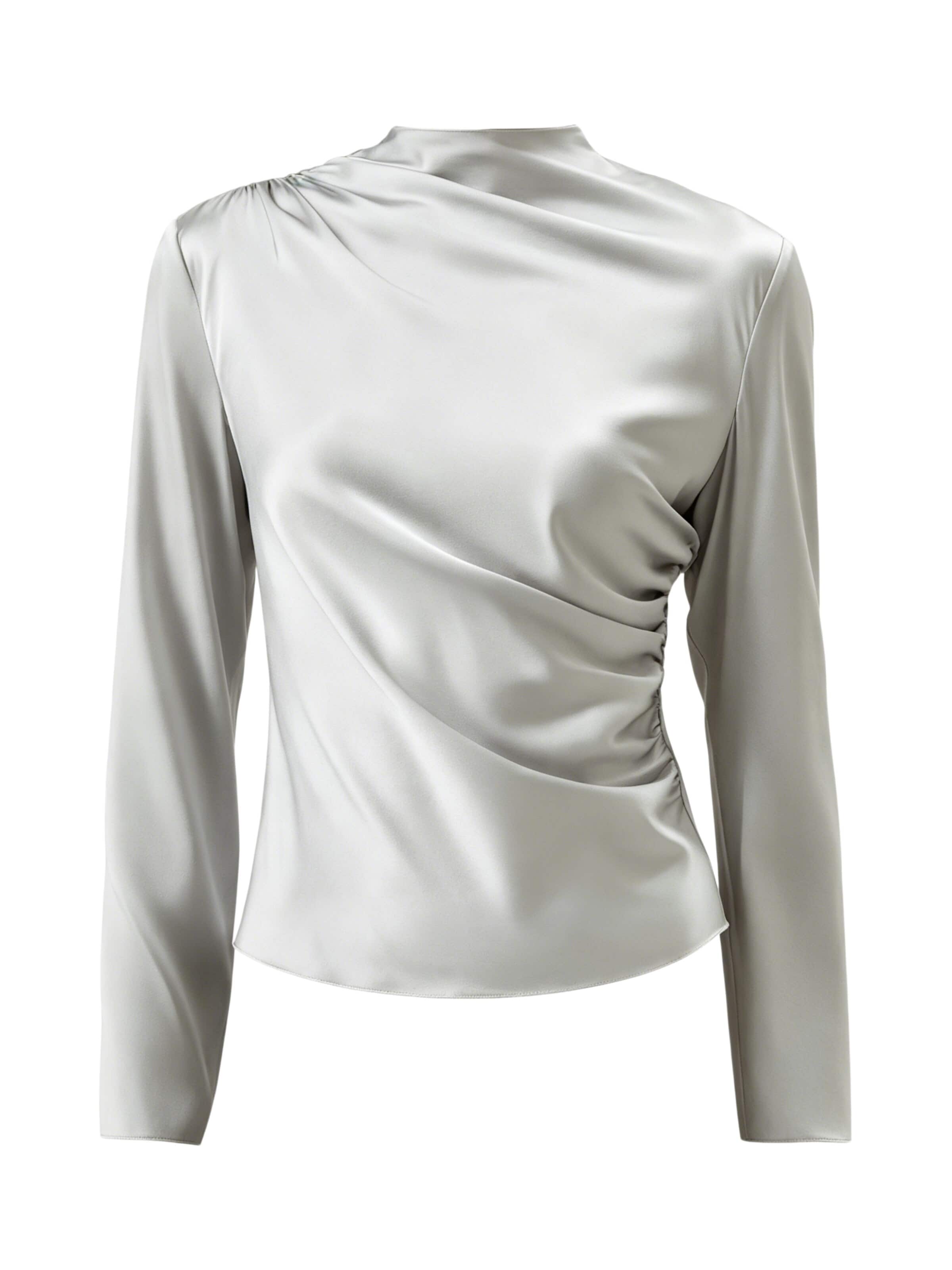 Lilysilk - Blusa 'Schräg-Gewellte Seide Bluse' en gris: frente