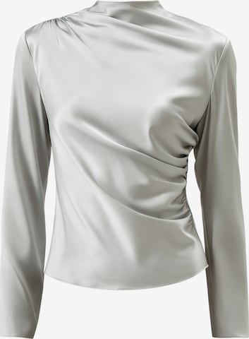 Lilysilk - Blusa 'Schräg-Gewellte Seide Bluse' en gris: frente