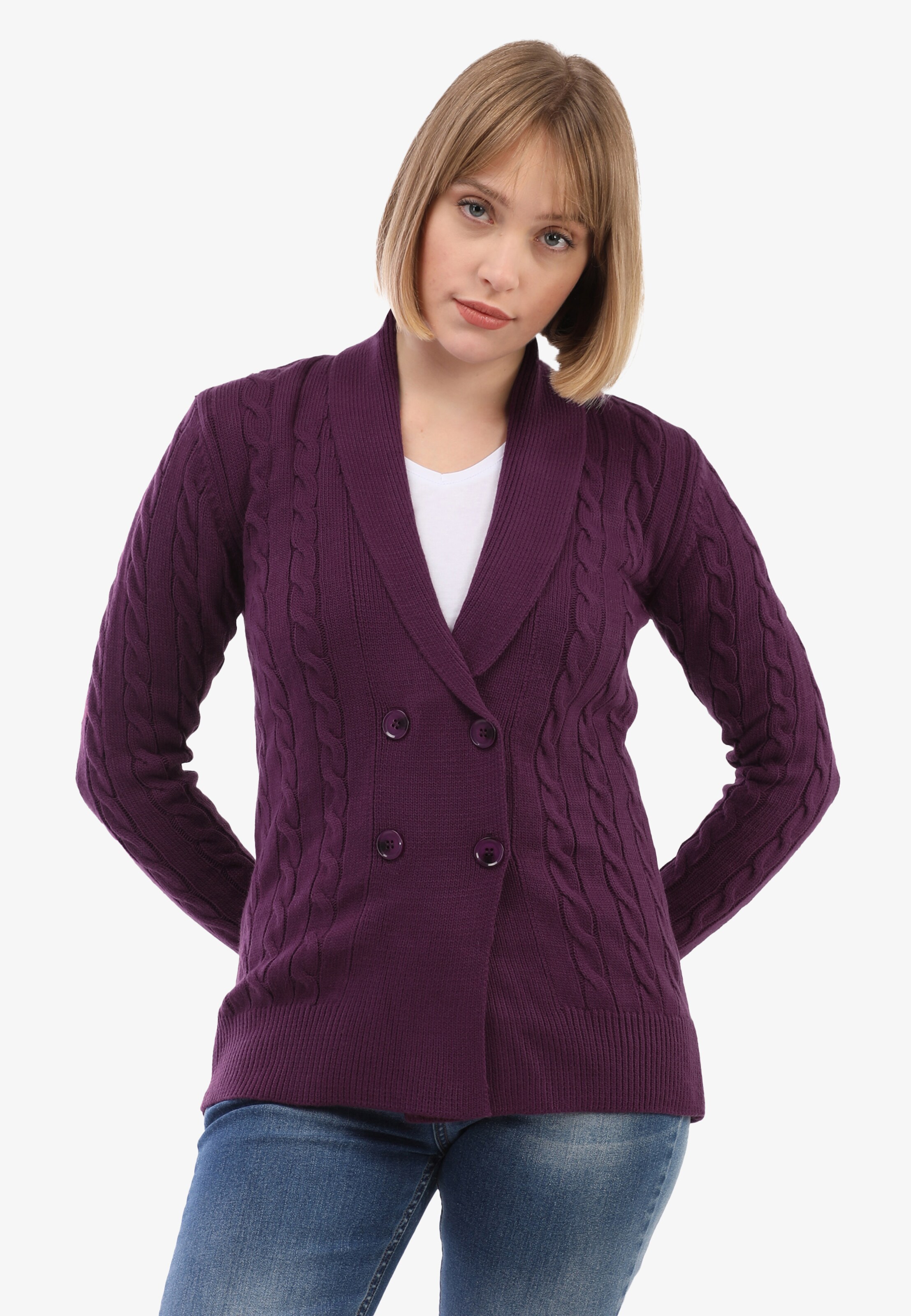 Felix Hardy Knit cardigan in Purple: front