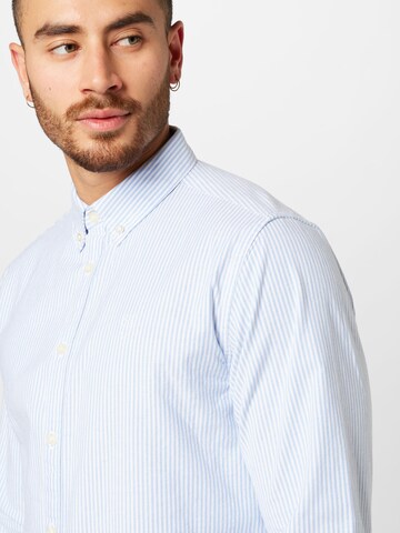 KnowledgeCotton Apparel Regular fit Button Up Shirt in Blue