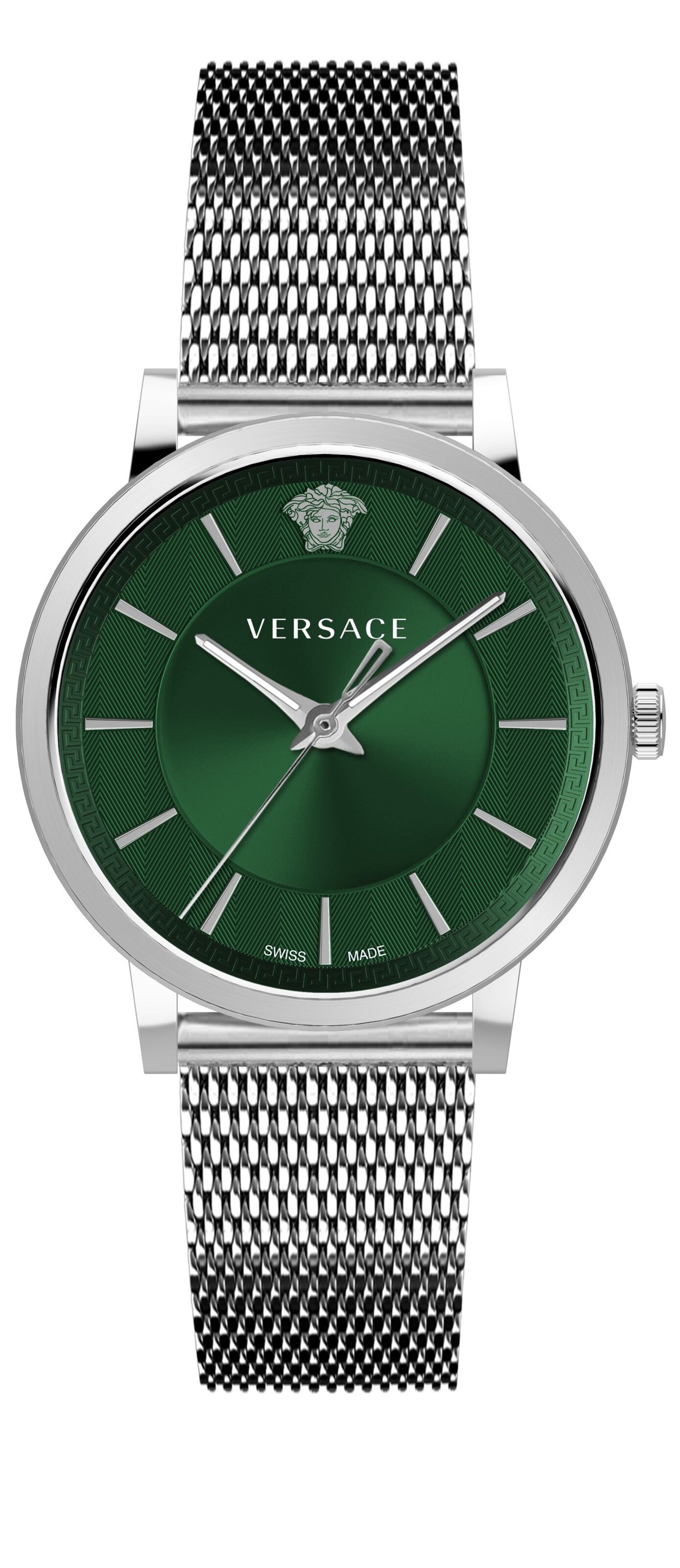 VERSACE Analoguhr 'V-Circle' in Silber: Vorderseite