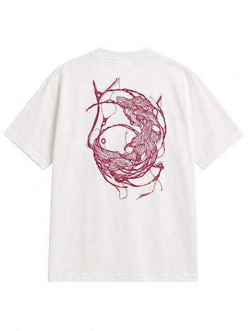 Perfect&Basic - Camiseta 'Koi Back Flock' en beige