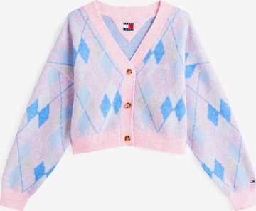 rozā Tommy Jeans Adīta jaka: no priekšpuses