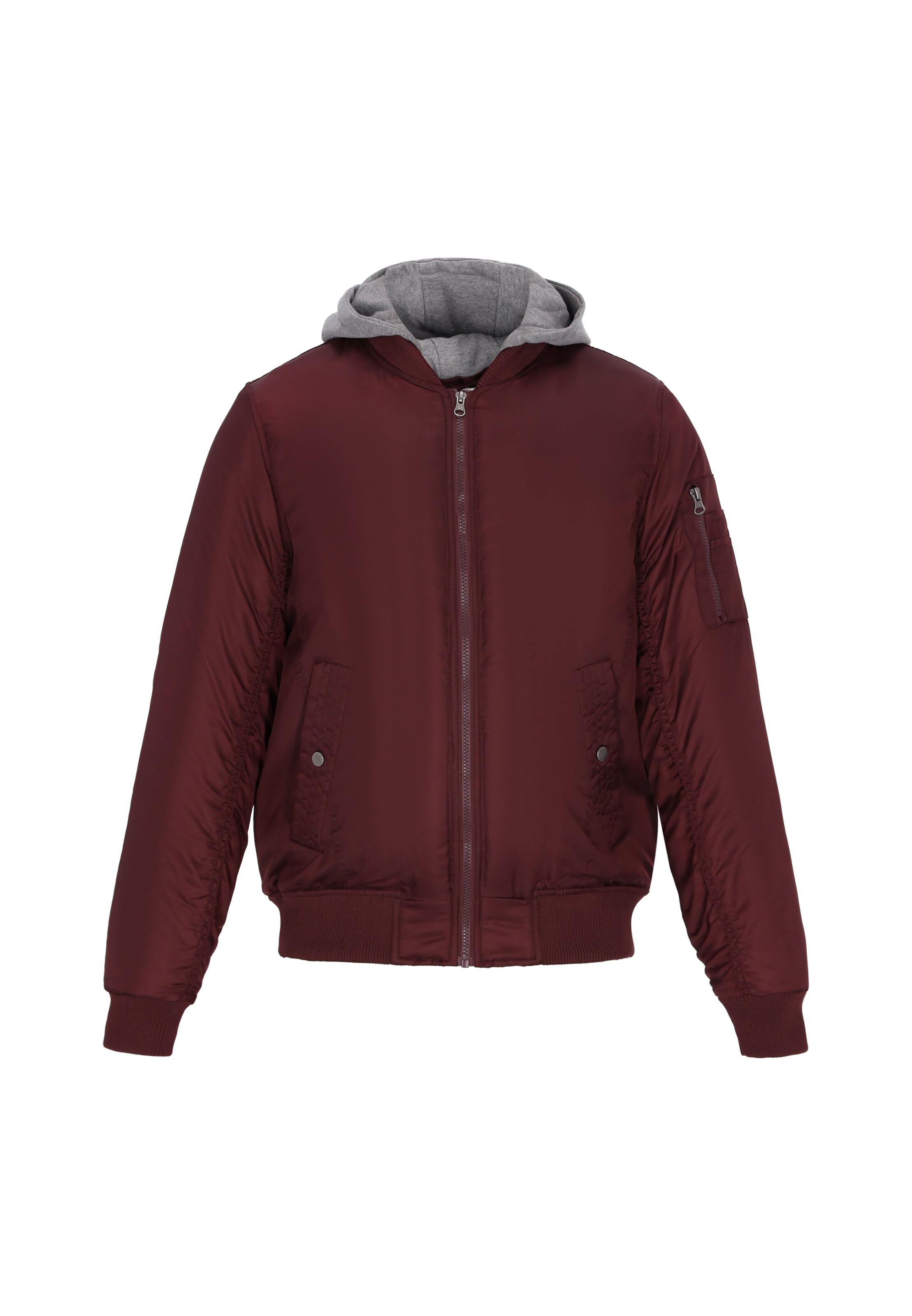 MO Veste d’hiver en gris chiné / bourgogne, Vue avec produit