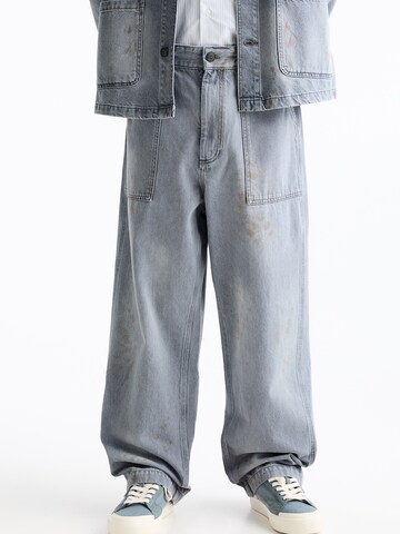 Pull&Bear Wide leg Jeans i blå: framsida
