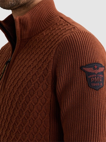 PME Legend - Jersey 'Pullover with half-zip and mixed textures' en marrón