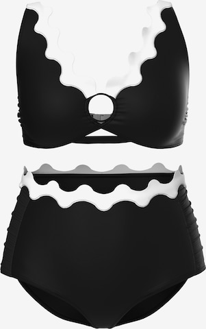 Triunghi Costum de baie două piese de la Ulla Popken pe negru: față