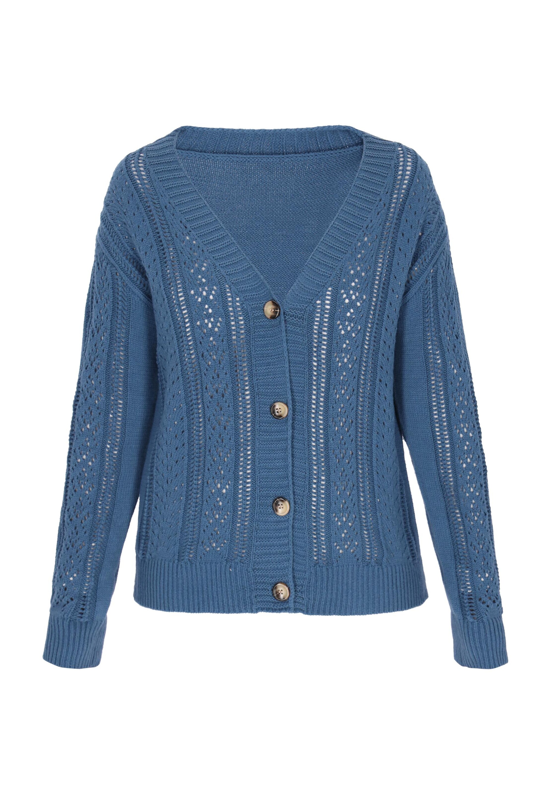MIMO Gebreid vest 'Classic Look' in Blauw: voorkant