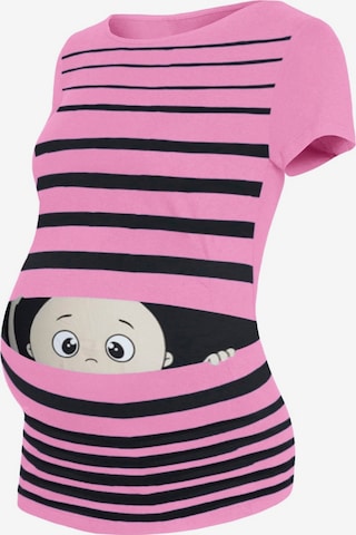 M.M.C. Shirt 'Guck Guck Umstandsshirt' in Pink: front