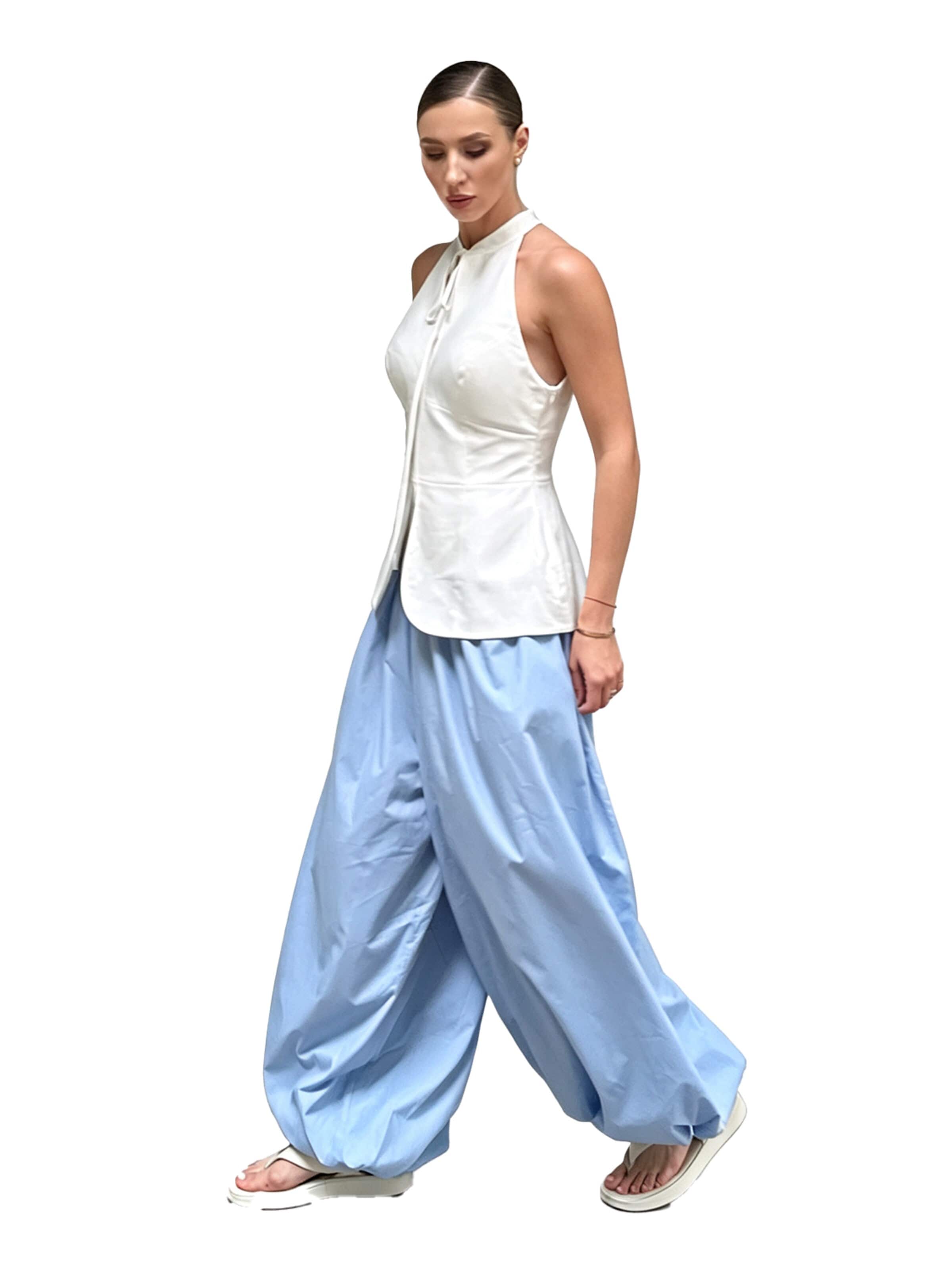 KoJooin Szeroka nogawka Spodnie 'Damen Baumwollweite Lässige Culotte Hose – Modische, lockere Laternenhose für entspannte Looks' w kolorze niebieski