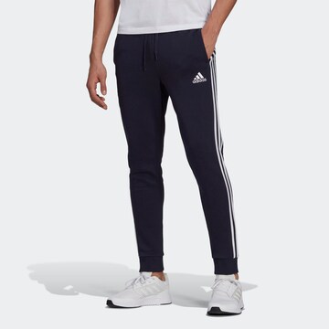 ADIDAS SPORTSWEARTapered Sportske hlače 'Essentials Fleece Tapered Cuff 3-Stripes' - plava boja: prednji dio