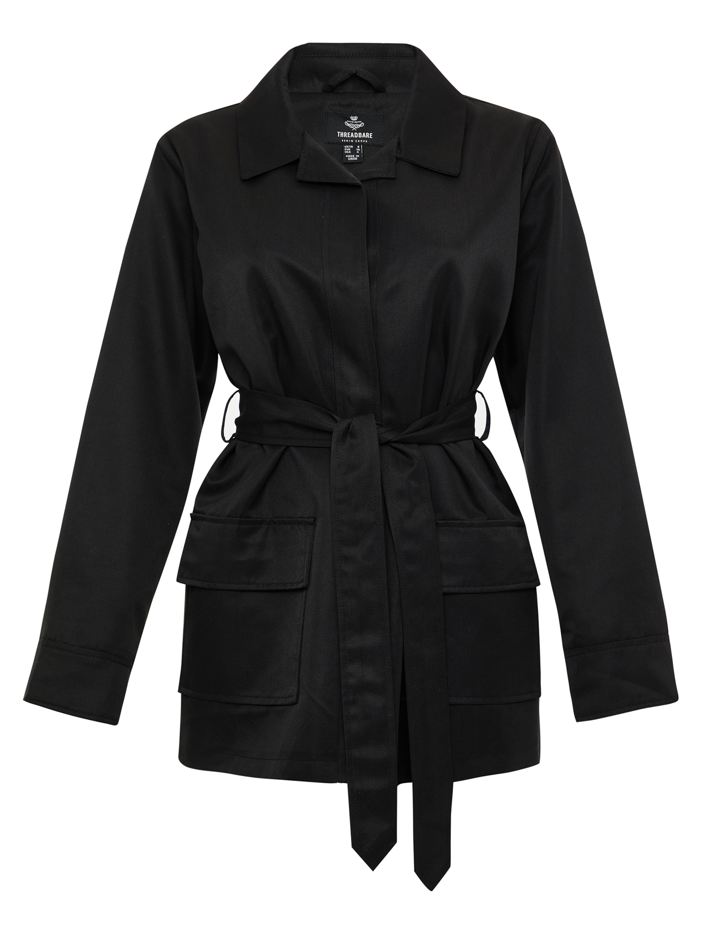 Threadbare Between-Season Jacket 'Paris' in Black: front