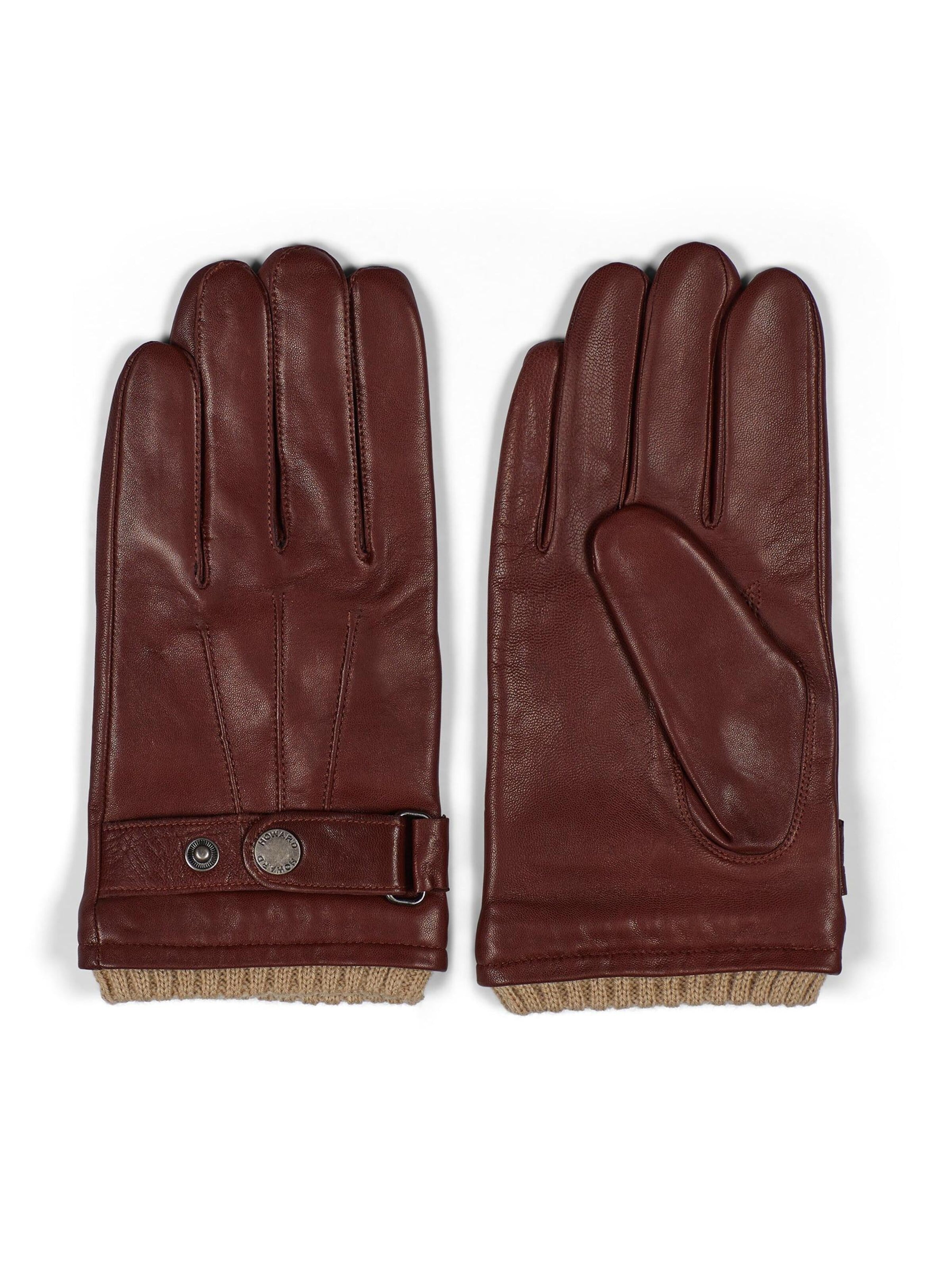 Howard London - Guantes con dedos 'Leather Gloves Smith Brown' en marrón: frente