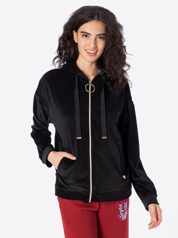 La Martina Zip-Up Hoodie in Black: front