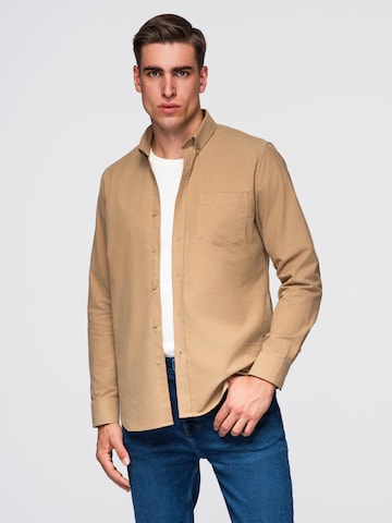 Ombre Regular fit Business shirt in Brown: front