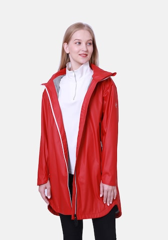Dingy Rhythm Of The Rain Between-Seasons Coat 'Holly' in Red: front