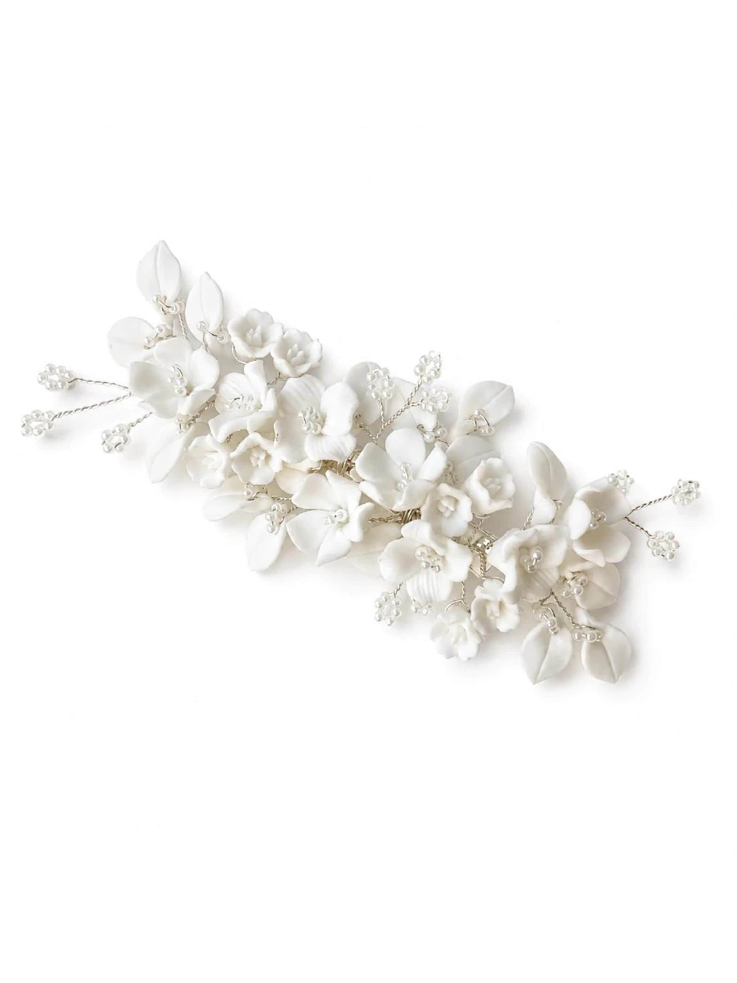 Sally Jane Bridal Hair jewelry 'Lizzie Hairclip Silver' in Silver: front